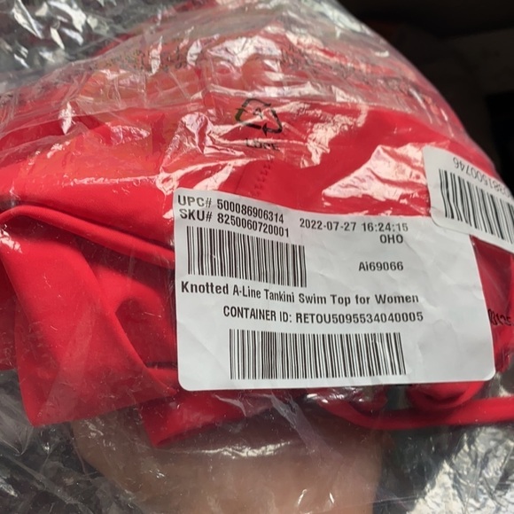 Old Navy• Knotted A-Line Tankini Swim Top,  Red Coral, NEW! Women’s Size Small - Picture 6 of 6